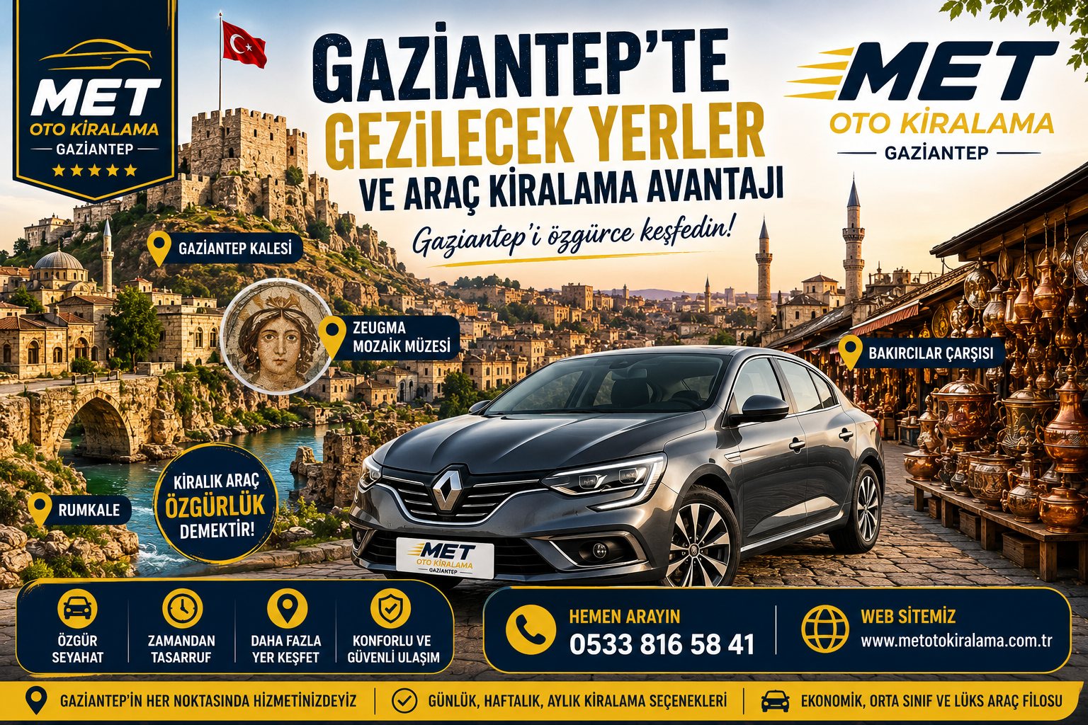 Gaziantep te Gezilecek Yerler ve Araç Kiralamanın Avantajları